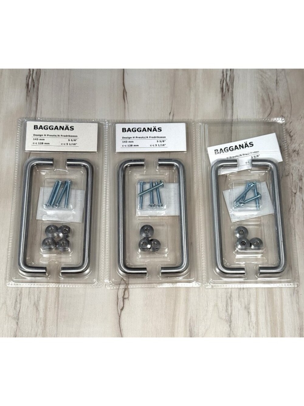Lot 3 IKEA 2pks 5-5/8" Stainless Steel BAGGANAS Cabinet Handle Pulls 703.384.18
